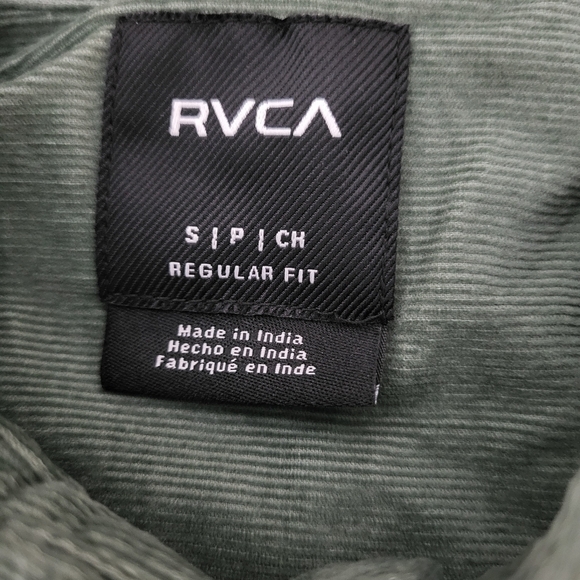 RVCA Freeman Cord Green Long Sleeve Size Small - Picture 5 of 8